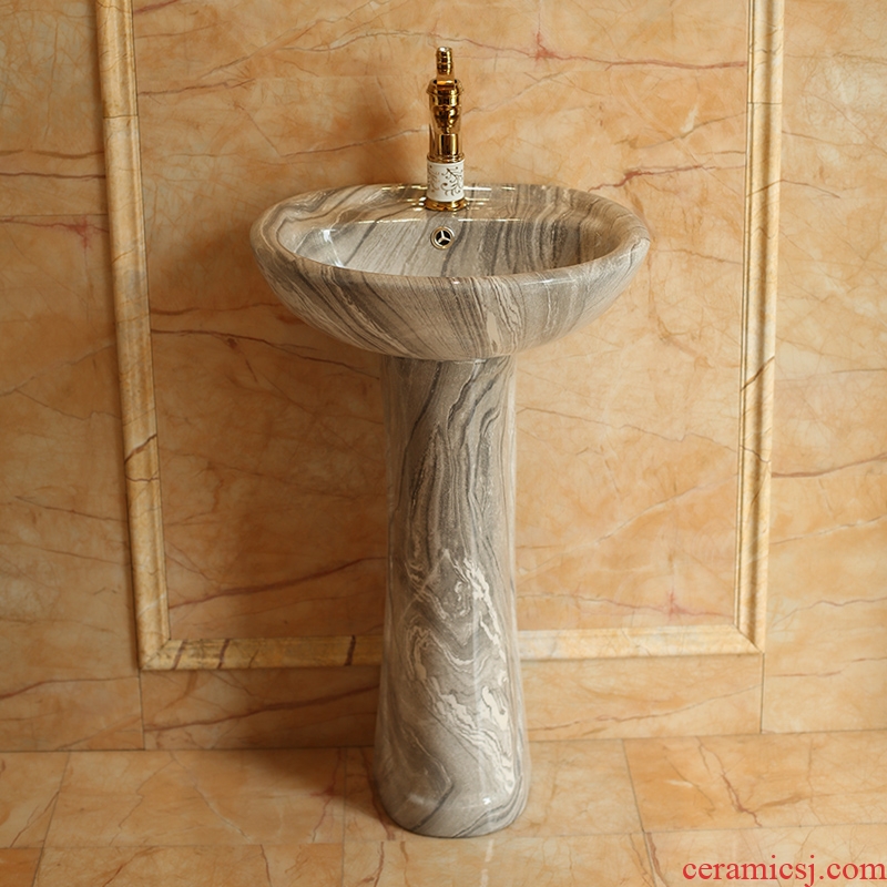 Spring rain ceramic column type lavatory floor balcony toilet lavatory sink European contracted