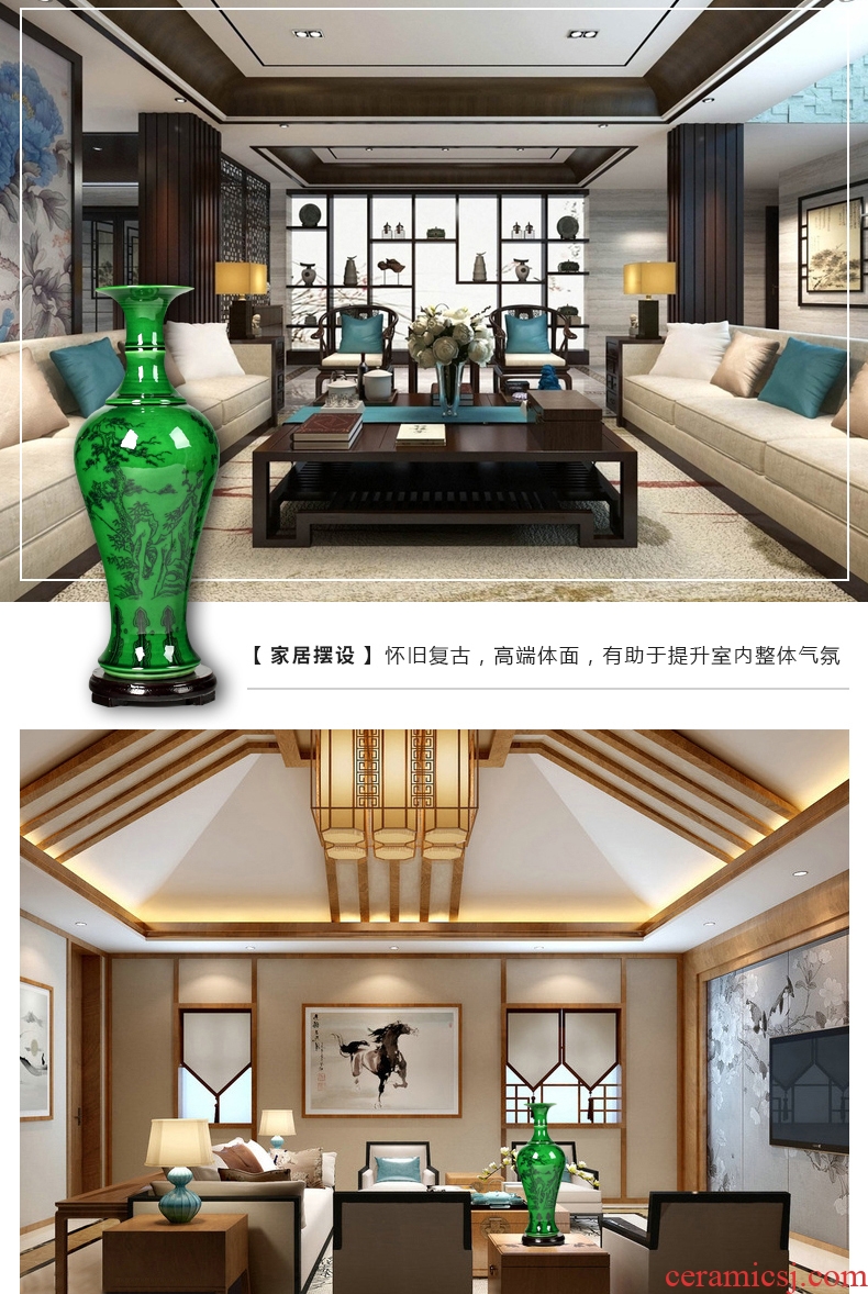 Archaize shadow celadon vase furnishing articles of jingdezhen ceramics creative flower arranging office sitting room porch decoration bedroom