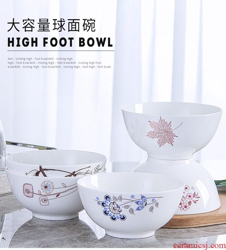 Bone bowls with 6 inches rainbow noodle bowl of jingdezhen ceramic tableware creative contracted the hot soup bowl large bowl