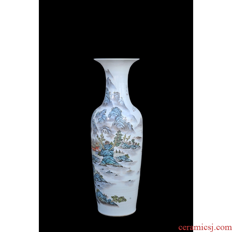 Jingdezhen ceramic vases, antique hand-painted landing pastel landscape of large vase household adornment furnishing articles