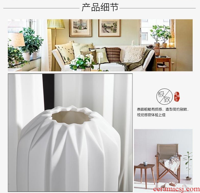 Jingdezhen ceramics vases, contemporary and contracted white paper down the small pure and fresh and small living room table furnishing articles ornaments