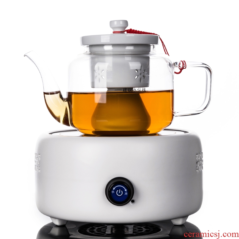 Qin Yi glass tea steamer pu-erh tea boiled tea ware suit ceramic teapot tea set household electrical TaoLu kung fu tea cup