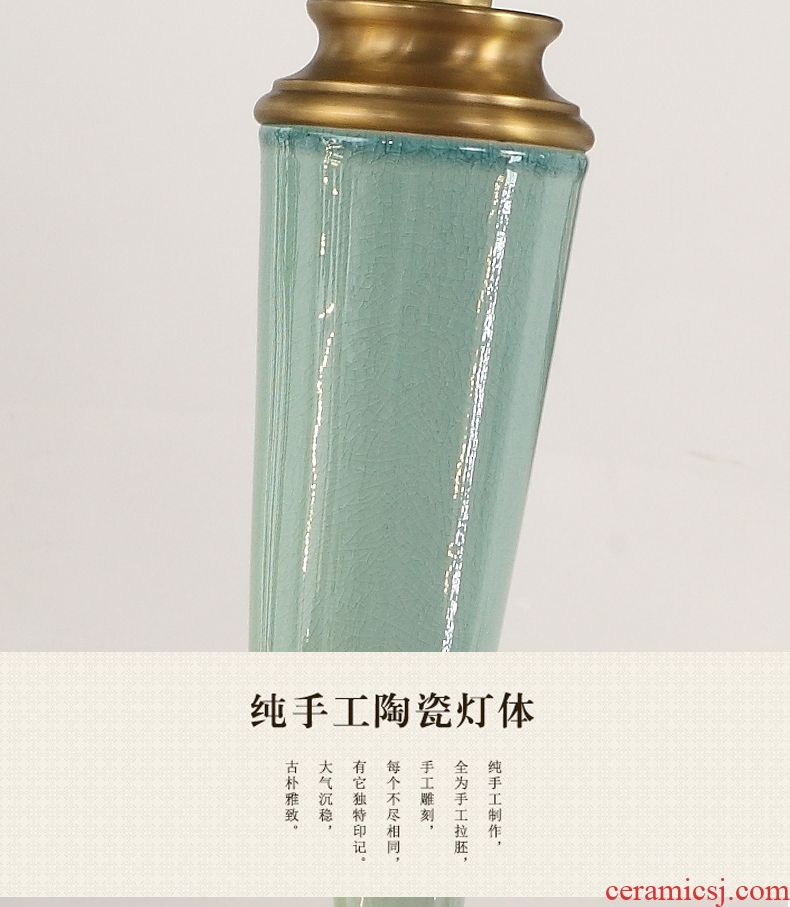 New Chinese style household whole copper rural contracted jingdezhen ceramic big sitting room warm bedroom berth lamp study desk lamp