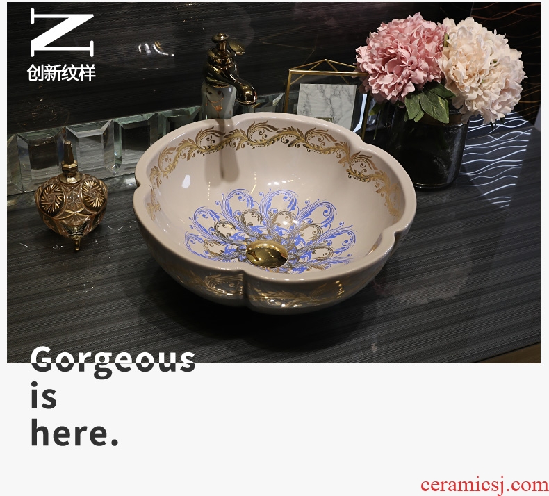 Gold cellnique jingdezhen ceramics stage basin lavatory toilet lavabo European jinfeng scales of the basin that wash a face