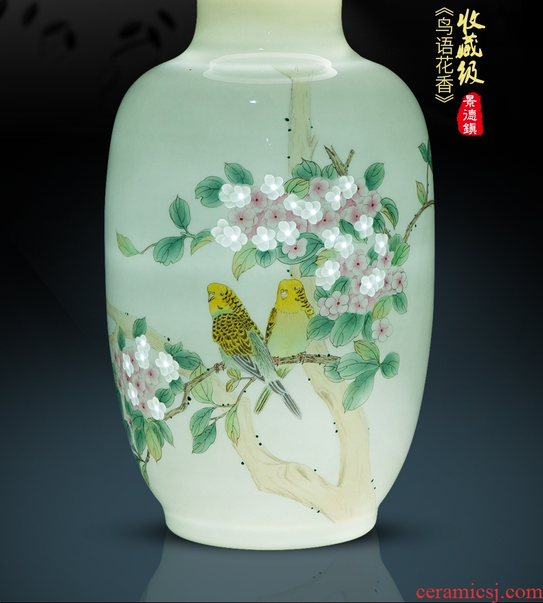 Jingdezhen ceramics master hand knife clay powder enamel vase Chinese sitting room adornment penjing collection gifts