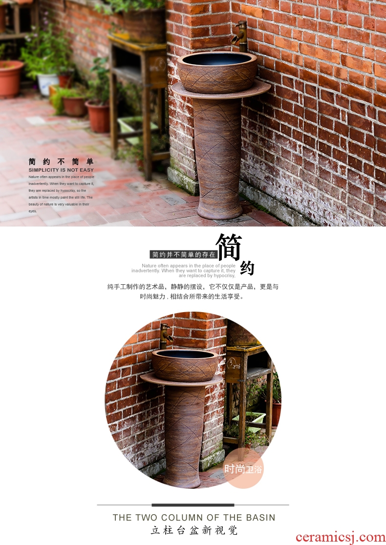 The sink basin of pillar type column small ceramic wash a face to the balcony outdoor toilet toilet one ground pool basin