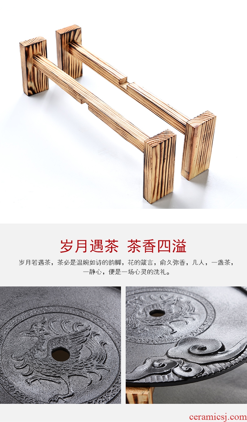 Porcelain god contracted Japanese tea ceremony household utensils suit real wood double stone mill ceramic cups tea tray tea tea