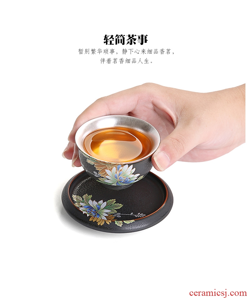 Silver cup 999 sterling silver sample tea cup tea cup ceramics, ceramic kung fu masters cup but small cup tea bowl