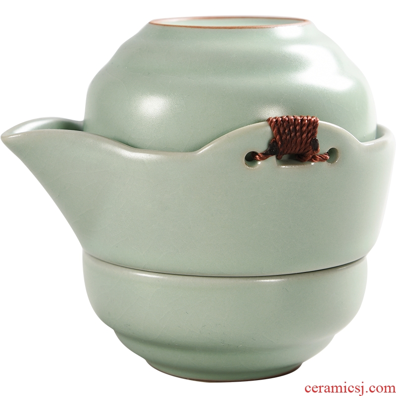 God your kiln porcelain crack cup a pot of 2 cup home portable travel ceramic kung fu tea set tea cup teapot