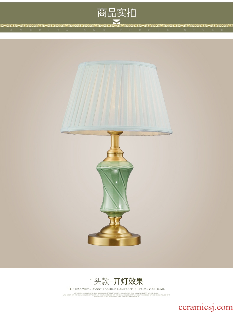 American whole copper lamp contracted and contemporary villa living room a study of bedroom the head of a bed sweet household decorative ceramic lamps and lanterns
