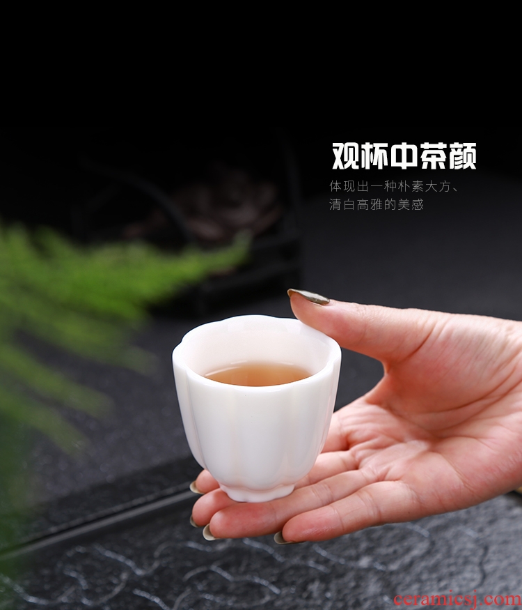 Four-walled yard suet jade small sample tea cup kung fu tea cups suit household ceramic masters cup bowl white porcelain