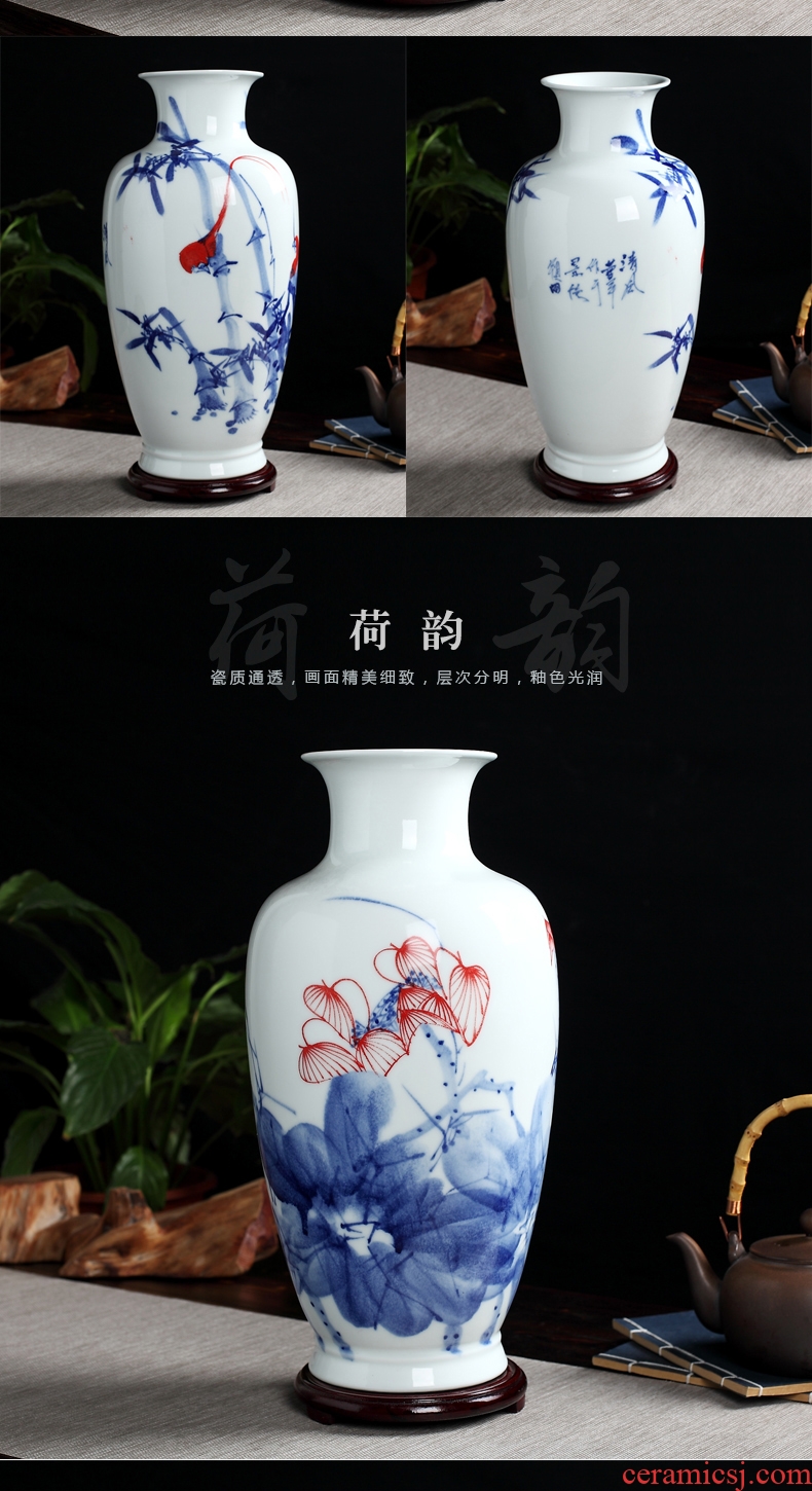 Jingdezhen handmade ceramic vase furnishing articles 041 hand-painted sitting room dry flower new Chinese style decoration decoration