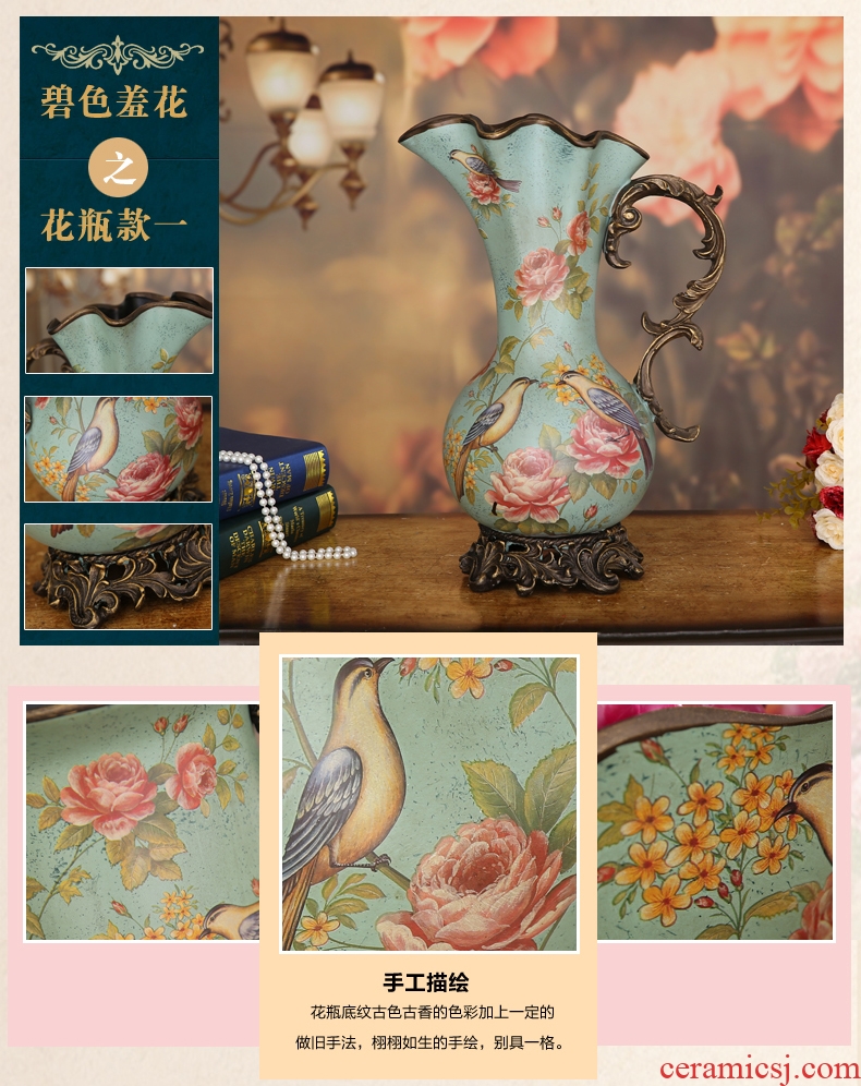 Flower fox American country ceramic painting of flowers and big vase furnishing articles be born flower implement European home decoration
