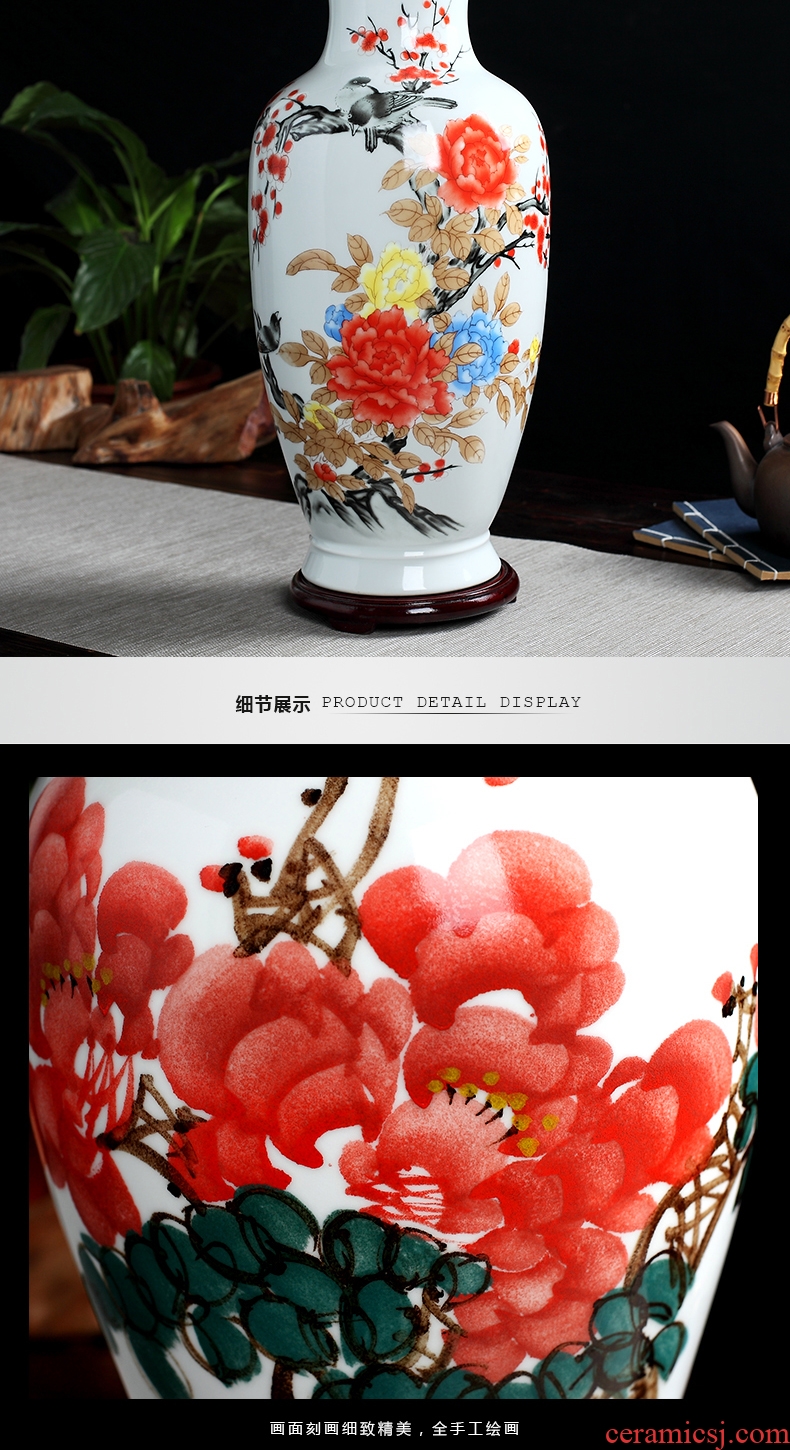 Jingdezhen handmade ceramic vase furnishing articles 041 hand-painted sitting room dry flower new Chinese style decoration decoration