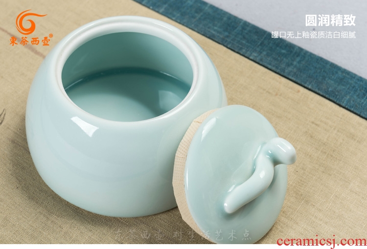 East west tea pot of tea caddy ceramic tea pot small storage tanks puer tea pot celadon green tea pot
