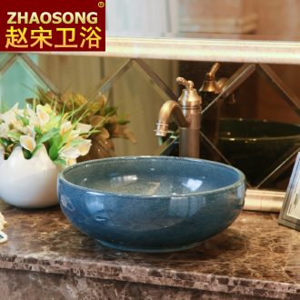 Zhao song European Mediterranean blue stage basin bathroom ceramic lavabo lavatory outdoor balcony on stage
