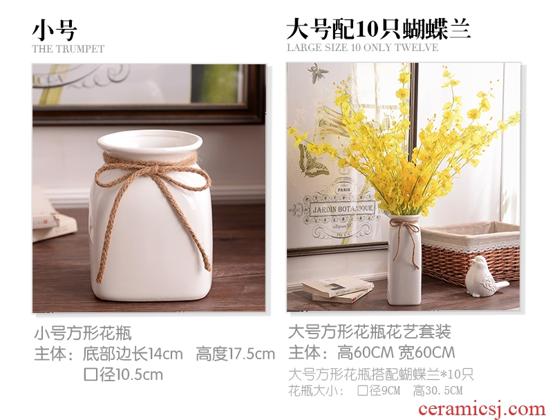 Jingdezhen ceramic contracted white rope vase small pure and fresh and dried flowers flower arrangement sitting room home furnishing articles