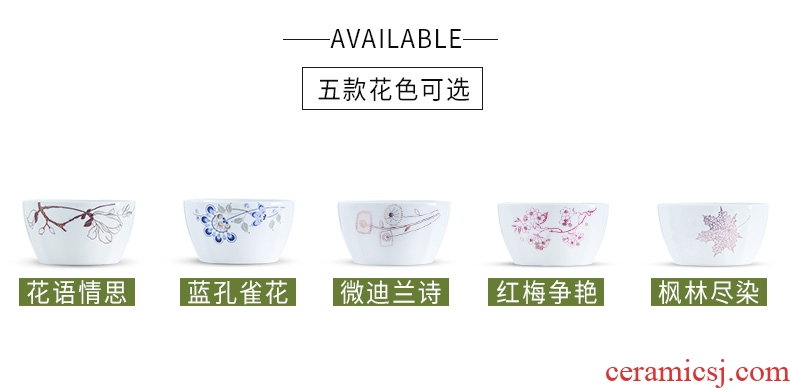 Jingdezhen ceramic square eat bowl household contracted rice bowls creative lovely tableware porringer 4.5 inches