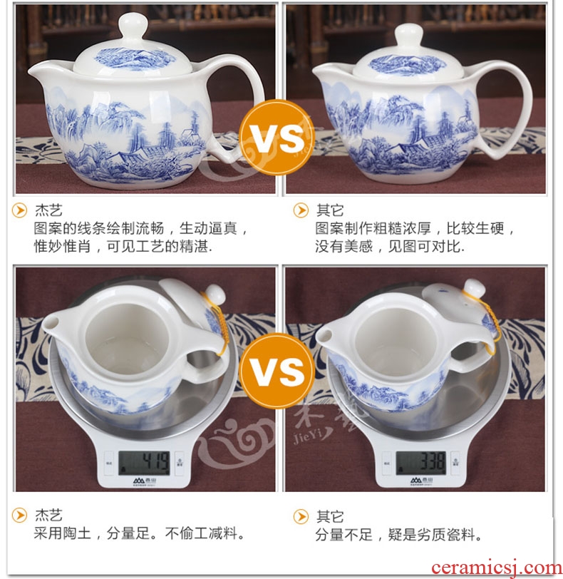 Jingdezhen ceramic teapot large single pot of kung fu tea tea to small landscape filtering of blue and white porcelain teapot