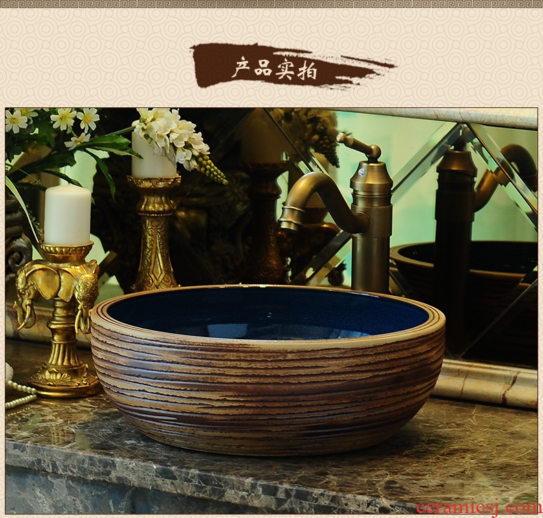 The stage basin sinks circular carving thickening basin hotel toilet lavabo lavatory archaize ceramic art