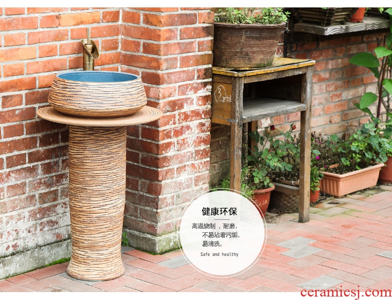 JingWei pillar basin sink pillar type lavatory sink one-piece basin ceramic floor balcony