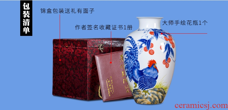 Jingdezhen ceramics furnishing articles by hand-painted prosperous vases, flower implement household of Chinese style decoration as gifts