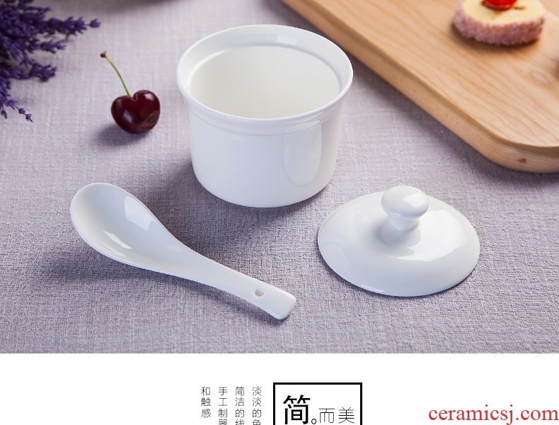 Jingdezhen healthy bone China isolate hose water stew seasoning cans ceramic cup bird's nest soup pot stew cup pure white