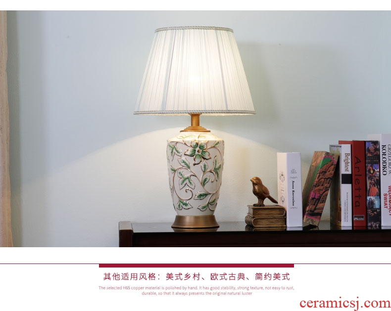 American simple ceramic desk lamp warm bedroom berth lamp sitting room study creative fashion vase decoration lamp