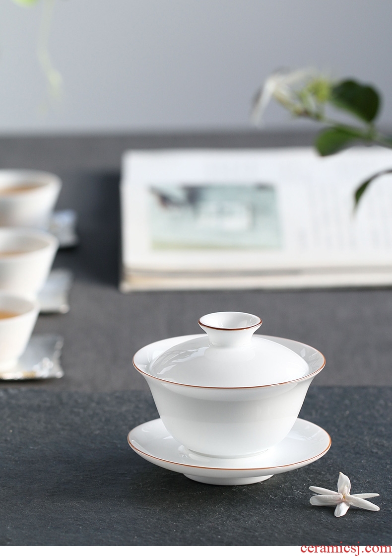 Drink to sweet white glazed porcelain tureen single jingdezhen tea cups three bowl of the hot ceramic kung fu tea set