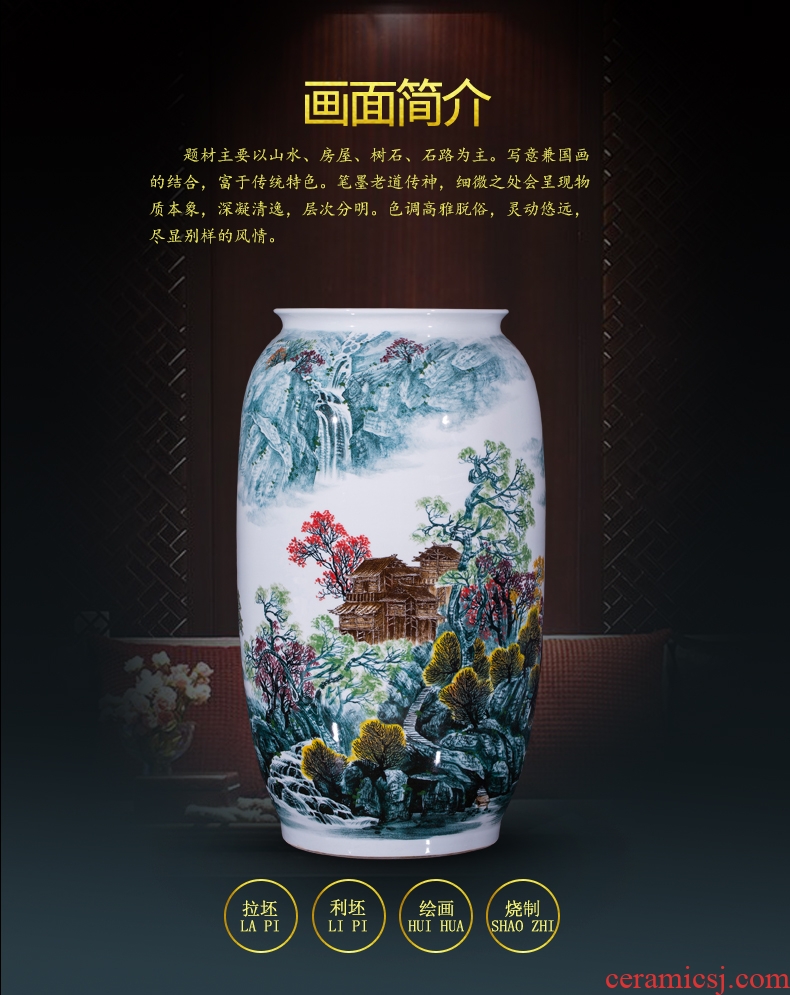 Jingdezhen ceramics famous master hand of large vases, mountain stream home sitting room adornment is placed