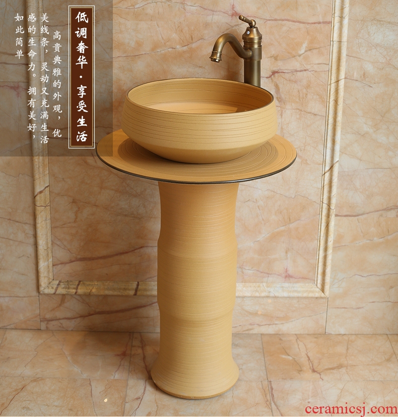 Spring rain sanitary ceramics column basin bathroom balcony lavatory European contracted household sink console
