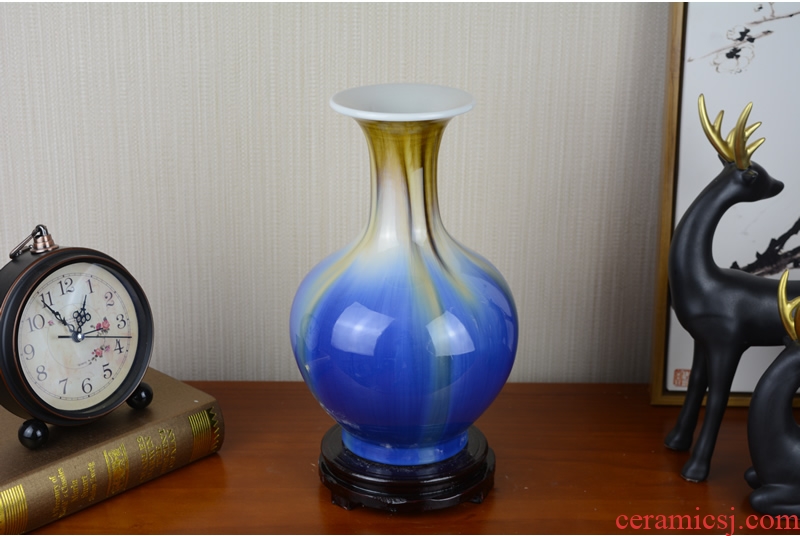 Jingdezhen ceramic European blue vase dried flowers flower arrangement home sitting room TV ark soft adornment handicraft furnishing articles