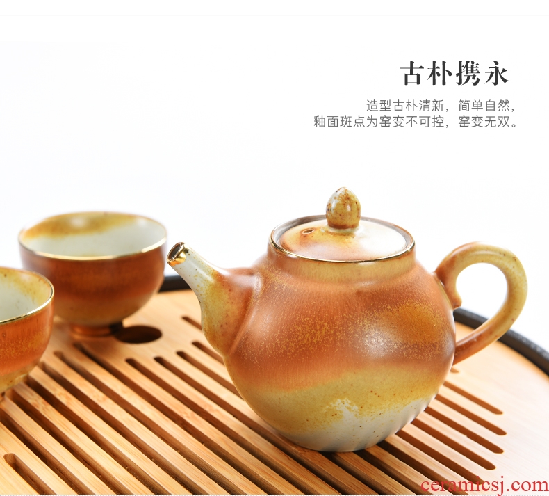 Porcelain ceramic kung fu tea set of portable bag god set the teapot teacup contracted household tourism tea tray