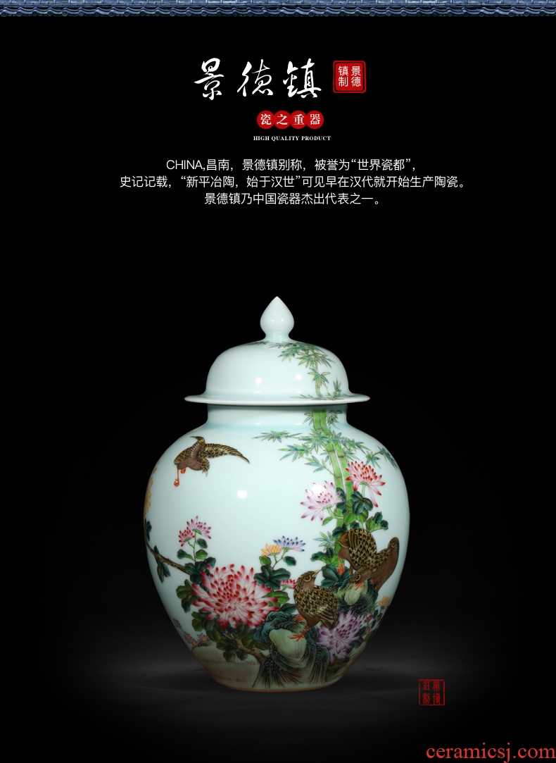 Antique hand-painted porcelain of jingdezhen ceramics bucket color auspicious flower vase classical Chinese style home furnishing articles - 567207731077