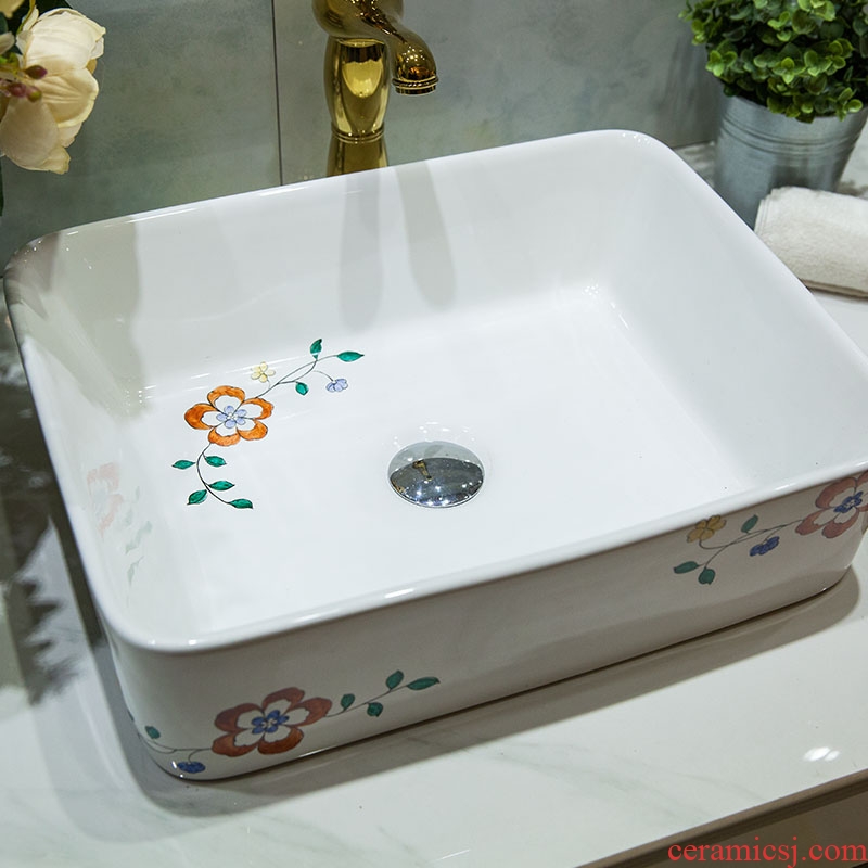 Ceramic basin stage basin sinks art circle european-style hand-painted flowers toilet lavabo, core