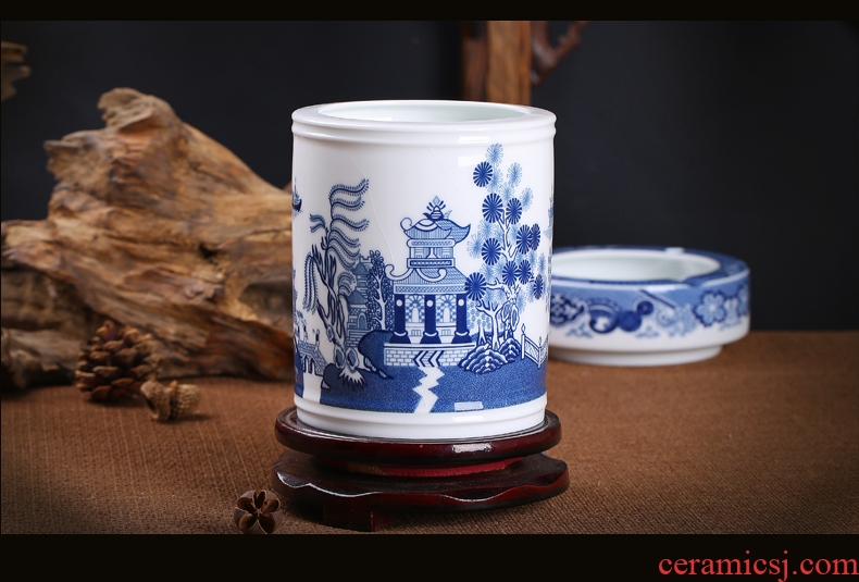 Red leaves of jingdezhen tea service in-glazed porcelain white porcelain cup five head office stationery pen container suit everyday gifts