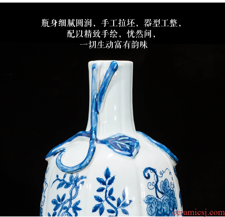 Jingdezhen ceramics vase antique blue-and-white large flower arranging new porch sitting room of Chinese style household act the role ofing is tasted furnishing articles