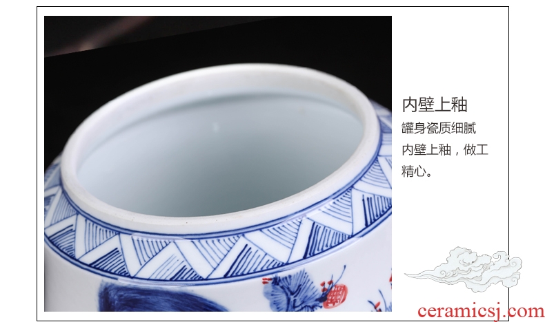 Jingdezhen ceramic hand-painted porcelain squirrel seal POTS pu large tea packaging household caddy