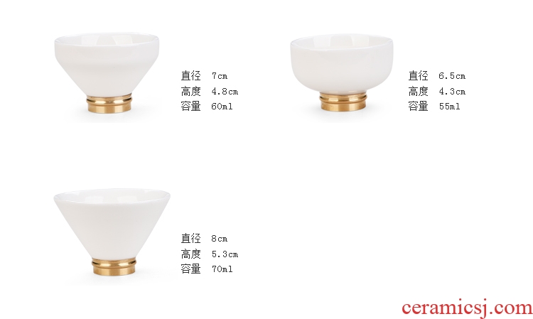 Hong bo acura dehua white porcelain silver copper feet hand-painted ceramic cup sample tea cup cup kung fu master cup single cup