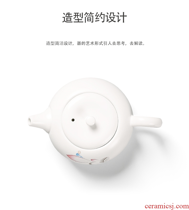 Yipin # $kiln fat white teapot tea sets ceramics single pot of kung fu tea set filter pu 'er tea