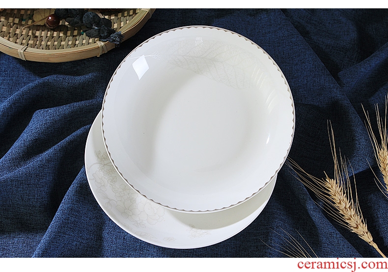 Household jingdezhen ceramic Chinese simple dishes new plate 8 inches FanPan steak plate plate