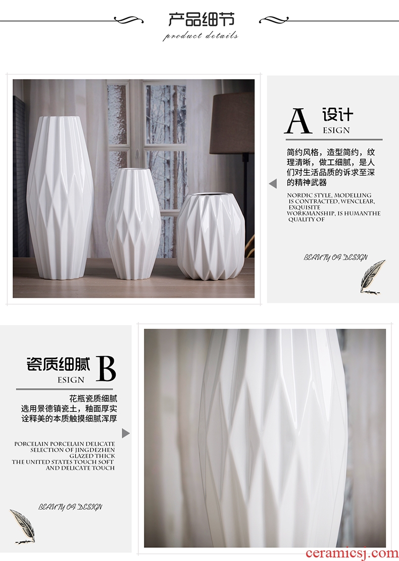 Jingdezhen porcelain vase white living room home decoration boreal Europe style ceramic ins art porcelain vase furnishing articles