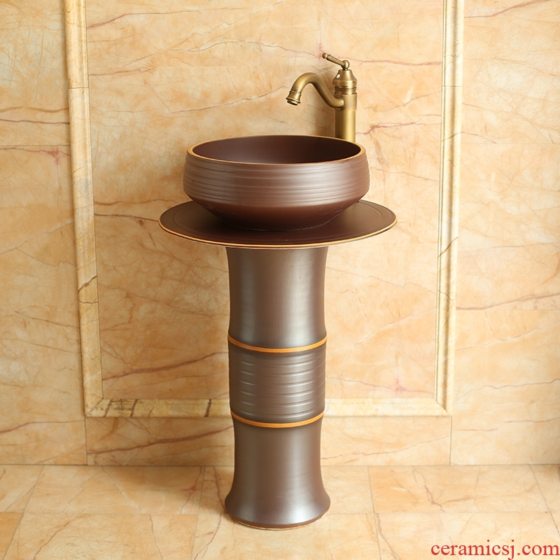 The balcony pillar lavabo one-piece contracted floor ceramic face basin household small family toilet basin of the post