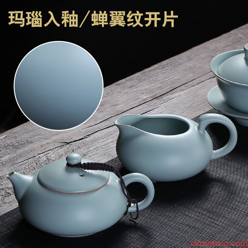 Auspicious industry your kiln tea set office household porcelain ceramic teapot teacup tureen of a complete set of kung fu can raise