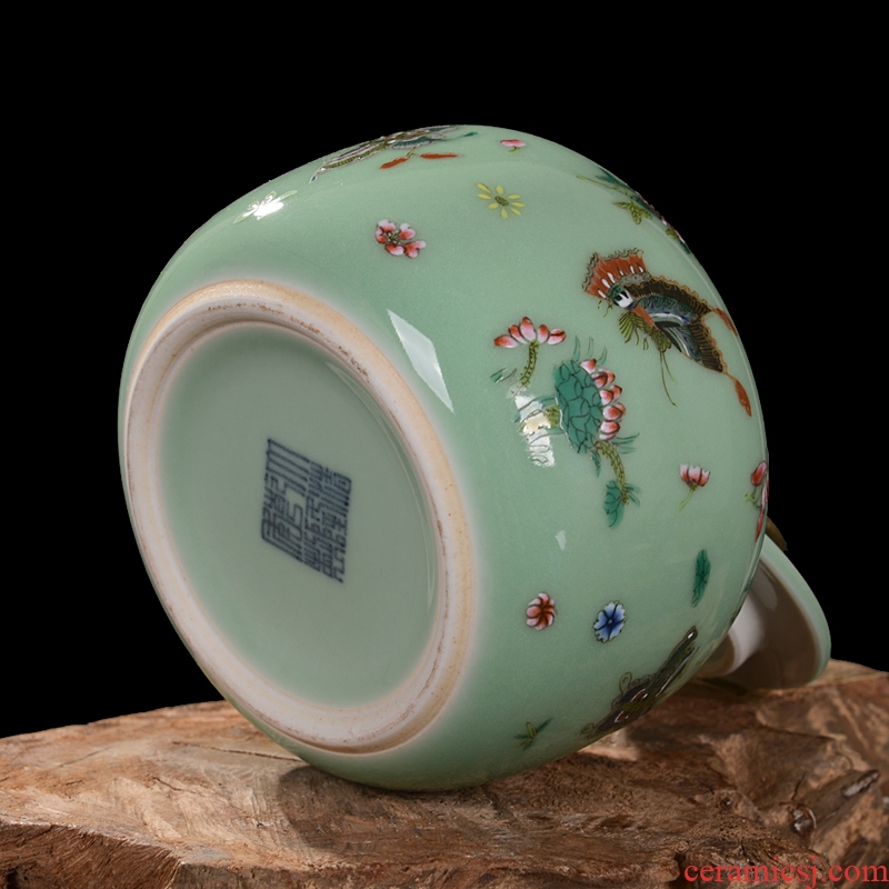 Jingdezhen ceramics pea green archaize caddy storage tank snack jars household adornment handicraft furnishing articles