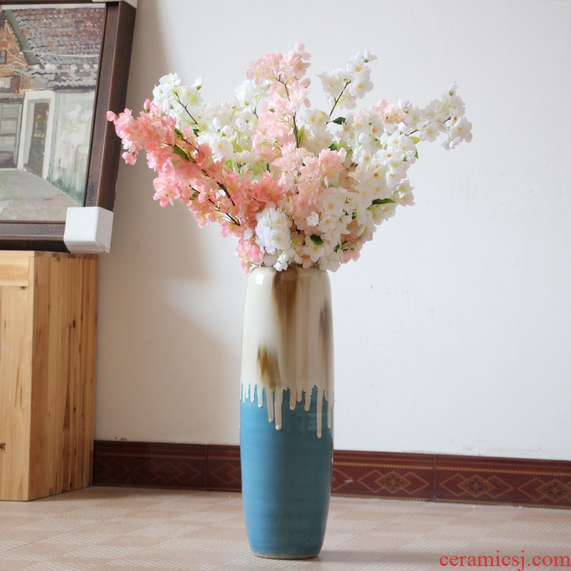 Art show vase color glaze ceramic vases, flower vase sitting room American country ground vase furnishing articles