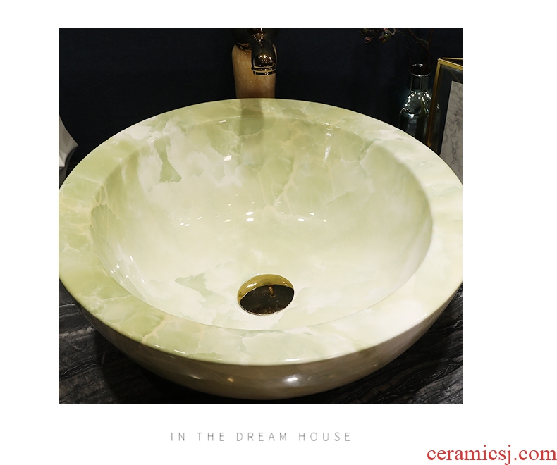 Million birds ceramic art basin stage basin sink European toilet lavatory basin of green marble table