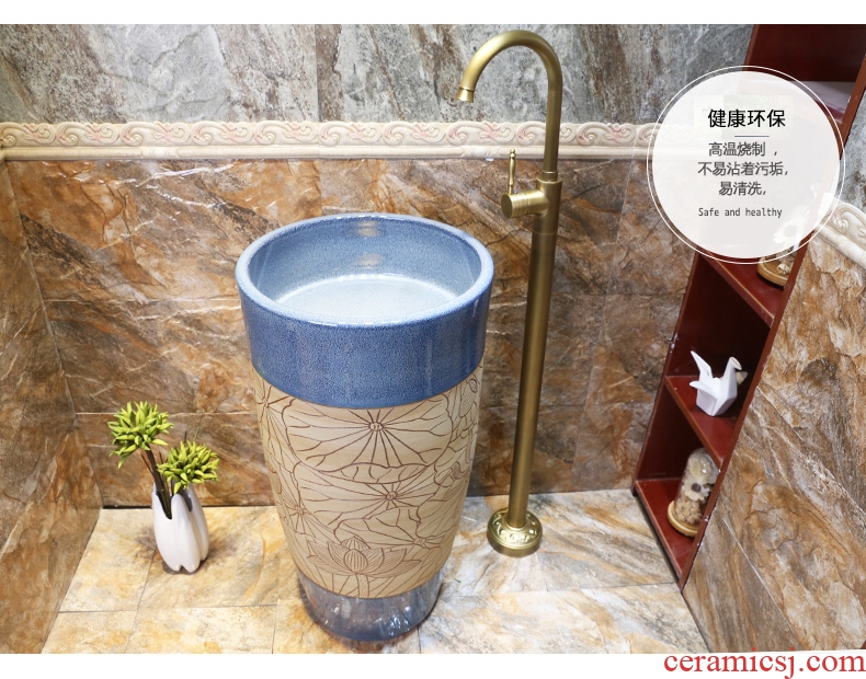 Pillar type lavatory ceramic basin of wash one a whole floor pillar pillar lavabo basin bathroom art