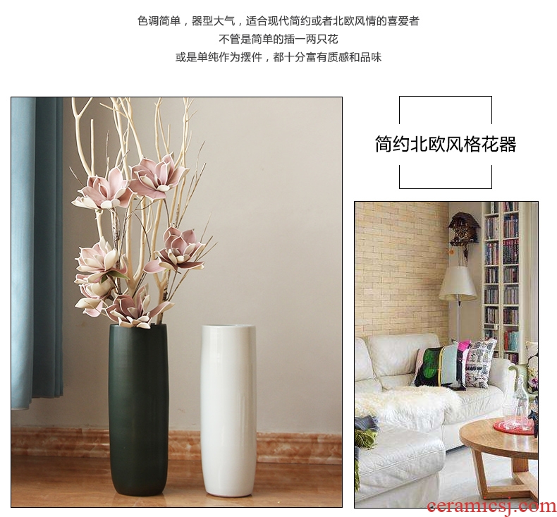 Nordic Jane the contemporary and contracted household hotel decoration white ceramic floor vases, decorative furnishing articles