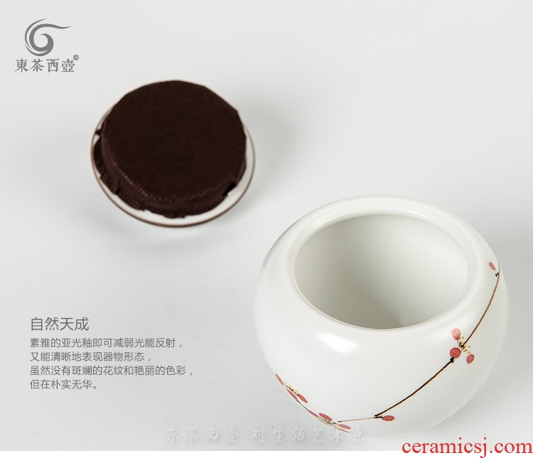 East west pot of tea POTS ceramic tea pot mini pocket powder sealed cans artificial hand-painted caddy trumpet
